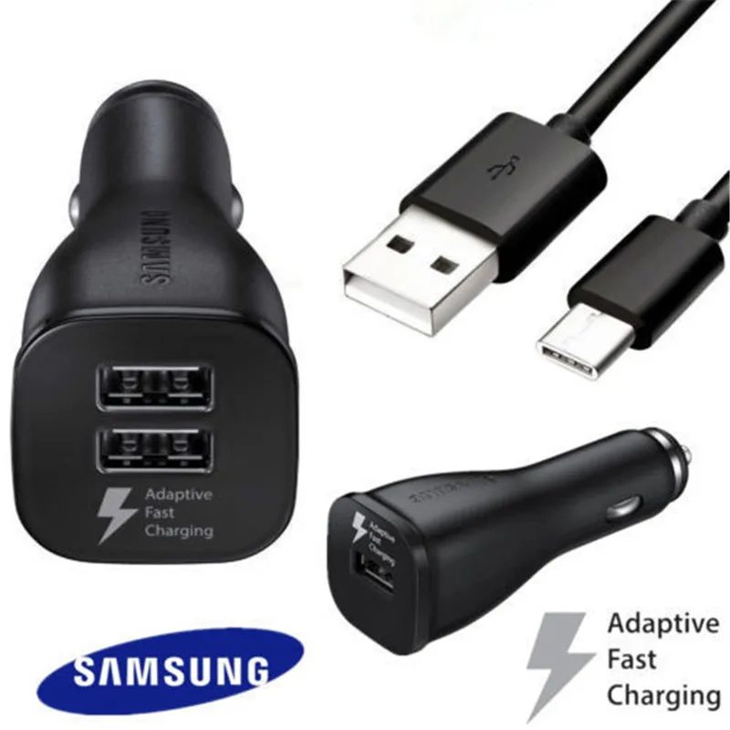 

Samsung Original Car Fast Charger +USB Adapter Type C Cable For Galaxy S8 S8+ s9 s9+ S10 S10 Plus NOTE 8 9 A5 A7 2017 1/2 USB