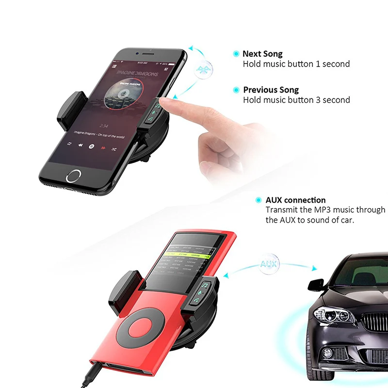 Bluetooth FM Transmitter Wireless Radio Adapter Car Kit Car Charger Hands Free Phone Holder AUX Input For iPhone Android MP3 Bluetooth FM Transmitter Wireless Radio Adapter Car Kit Car Charger Hands Free Phone Holder AUX Input For iPhone Android MP3