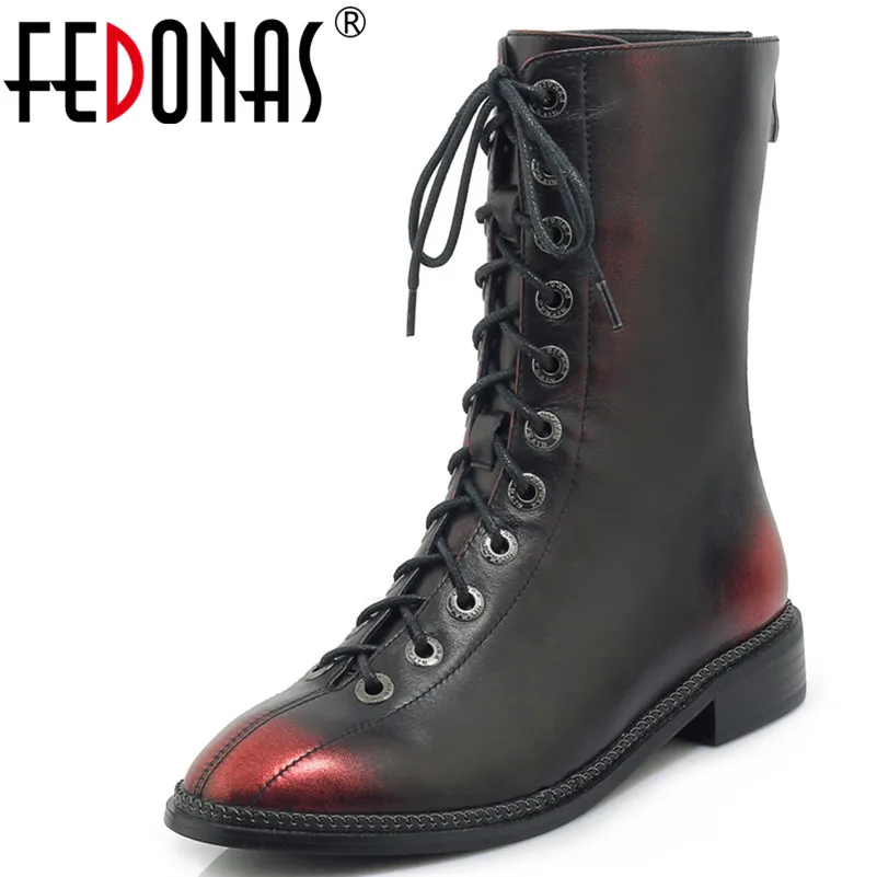 FEDONAS 1Brand Design Women Mid-Calf Boots Cross-tied Autumn Winter Warm High Heels Shoes Woman Round Toe Quality Martin Boots FEDONAS 1Brand Design Women Mid-Calf Boots Cross-tied Autumn Winter Warm High Heels Shoes Woman Round Toe Quality Martin Boots