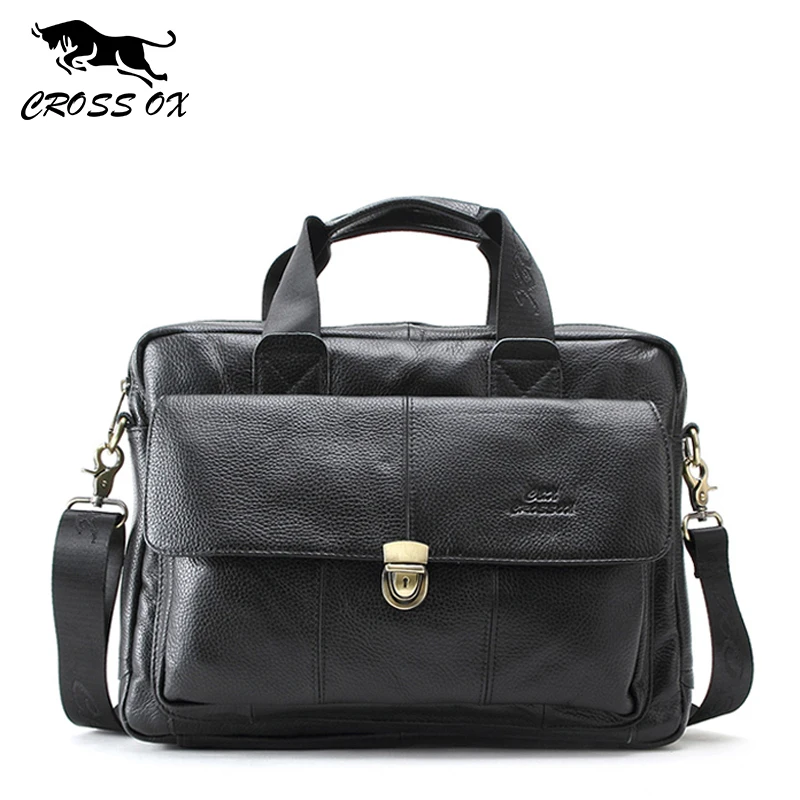 Cowhide Leather Briefcase Suitcase
