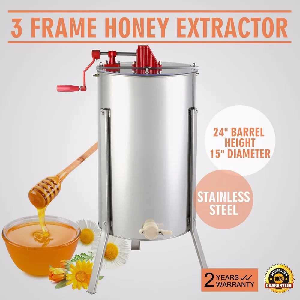 THREE 3 FRAME HONEY EXTRACTOR STAINLESS STEEL Brand New Large 3 Frame