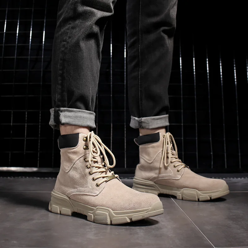 

2019 spring and summer new men's high boots desert boots men's leather trend tooling boots wild Martin boots men's tooling shoes