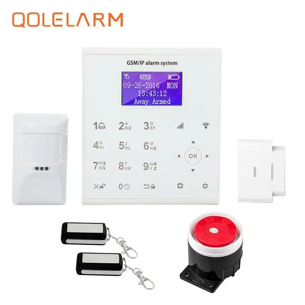 

Android/IOS LCD display home automation wifi gsm alarm system 433mhz 868mhz with Wireless anti-pet infrared sensor free shipping