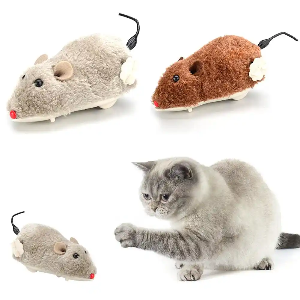 clockwork mouse toy for cat dog plush rat mechan
