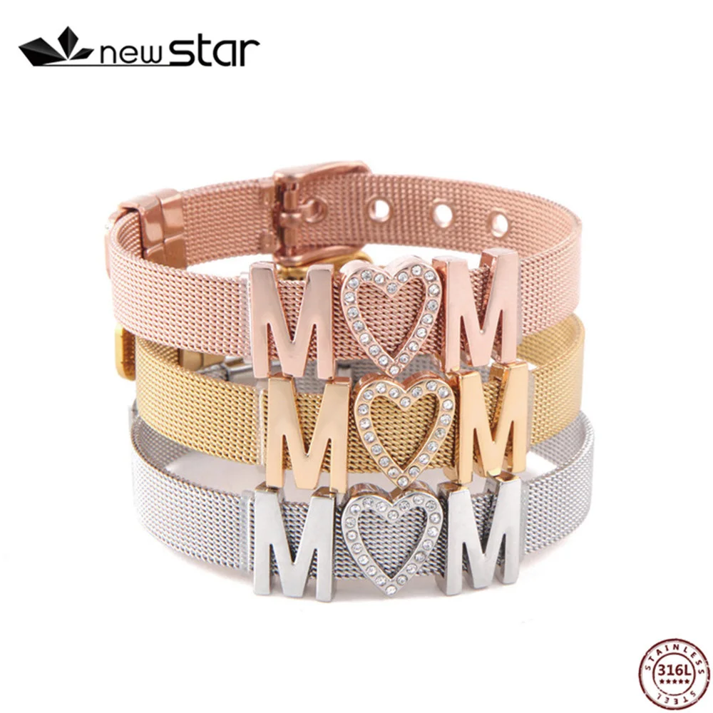 M charm stainless steel Mesh bracelet (10)