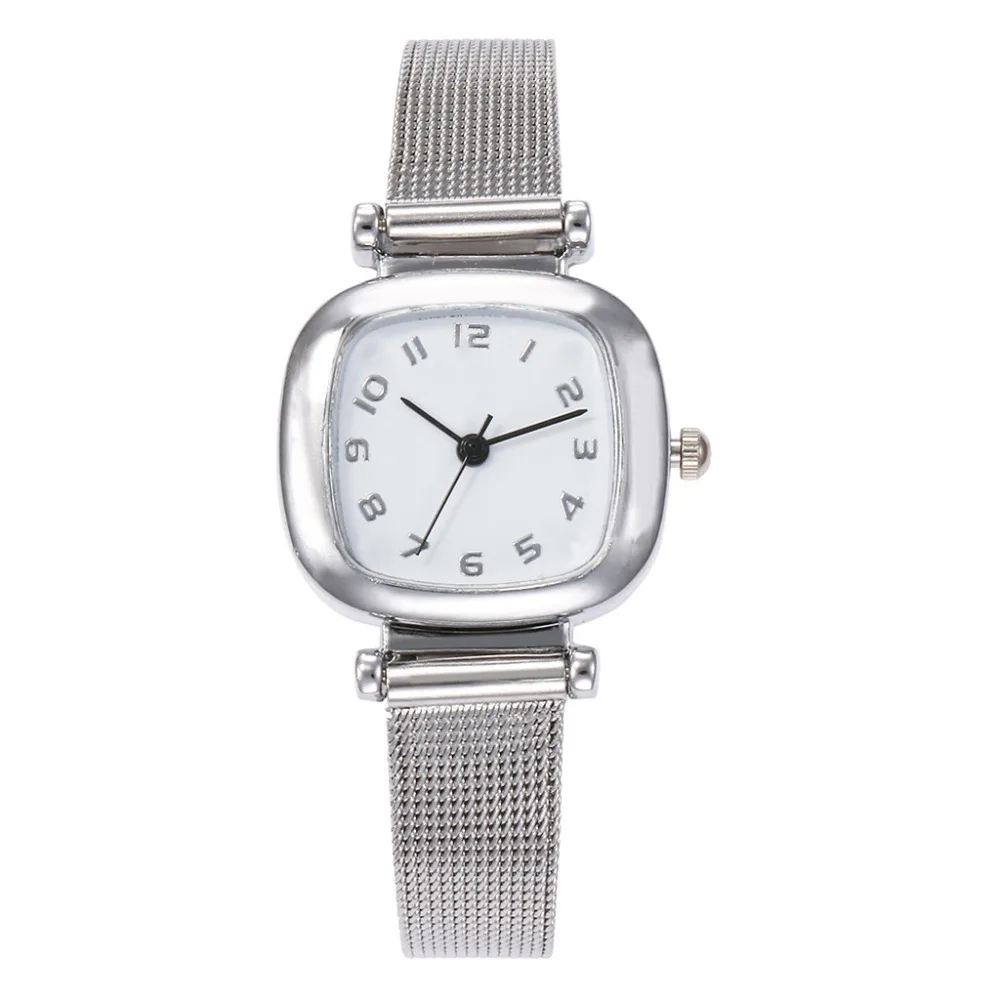 Новые модные женские часы с квадратным циферблатом из нержавеющей стали, часы-браслет, брендовые Женские кварцевые наручные часы, часы в подарок, женские часы# W