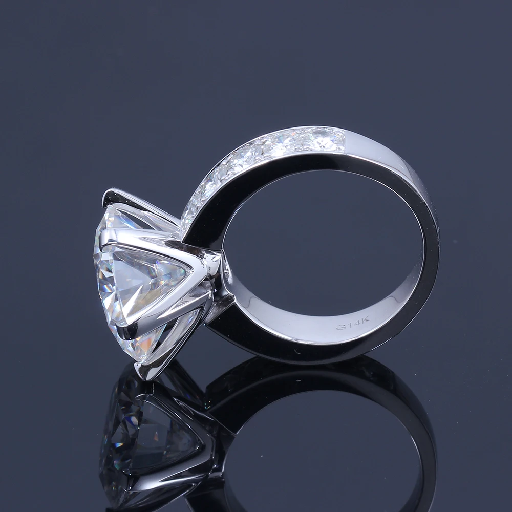TransGems 10 Carat Lab Grown Moissanite Diamond Ring 14K White Gold Fashion Jewelry Rings for Woman Wedding Engagement Jewellery