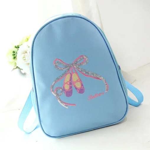 Рюкзак для балерины с вышивкой и пайетками, детская балетная сумка, розовые парусиновые танцевальные сумки с бантом для девочек, балетная танцевальная сумка, балетный костюм - Цвет: blue