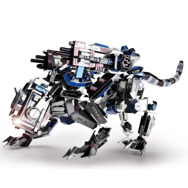 

3D Metal Puzzles Model Mechanical Police Dog/A Roaring Lion Stainless Steel Manual Jigsaw Kids Adult Assembled Education Toys