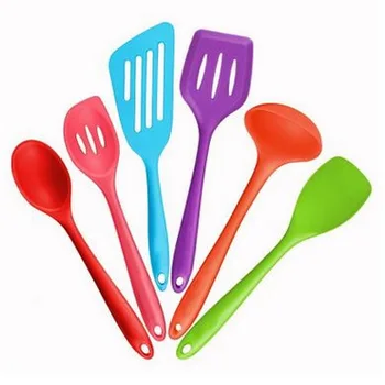 

25sets/lot, 6 pieces/set Silicone Cooking Utensil Set Spatula,Spoon Ladle,Spaghetti Server, Slotted Turner Cooking Tools