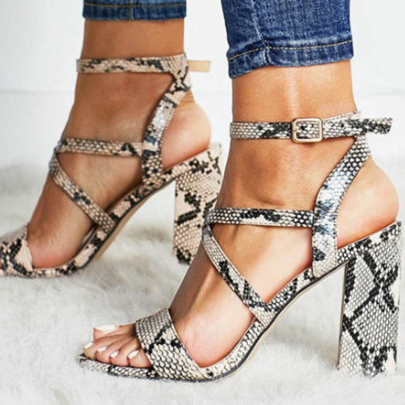 2019 Summer Gladiator Woman Pumps Snake High Heel Buckle Strap Open Toe Platform Party Wedding Sandals Shoes Sapato Feminino | Обувь