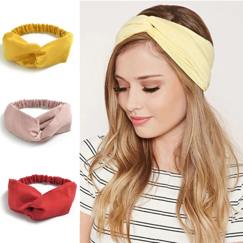 

TWDVS Flower Headband Retro Women Elastic Turban Twisted Knotted Ethnic Headwear Floral Wide Stretch 1PC Girls Hair Accessories
