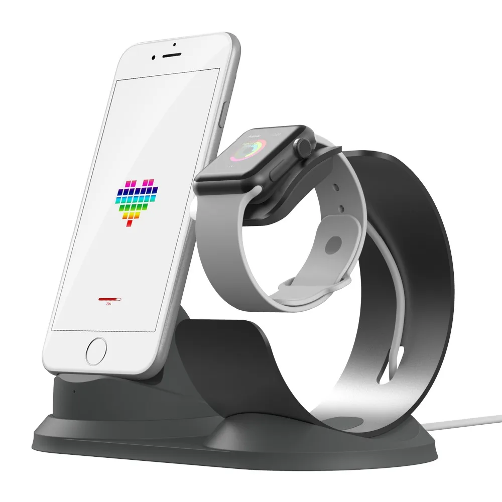 Настольная зарядная док станция с держателем для телефона Apple Watch подставка S4/3/2/1