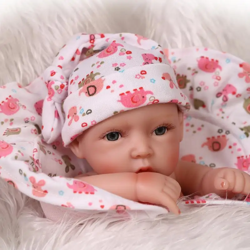 

NPK 27CM mini baby reborn Full Body Silicone reborn Babies with princess dress boneca Toys for bebe girls gift