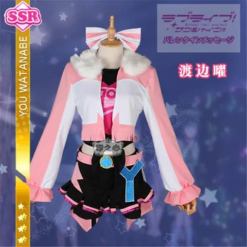 

2018 Custom Love Live Sunshin Aqours Miracle Wave Watanabe You 2nd Halloween Cosplay Costume Women Dress Outfits