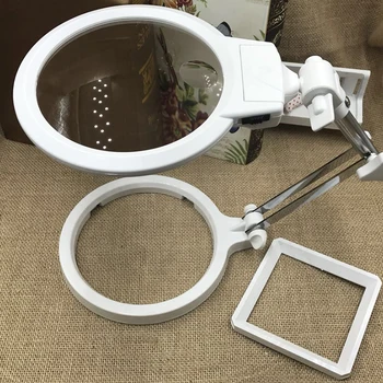 

2X 6X Desktop Magnifier Embroidery Reading Stand Magnifying Lupa Glasses With Lighting 2 LED