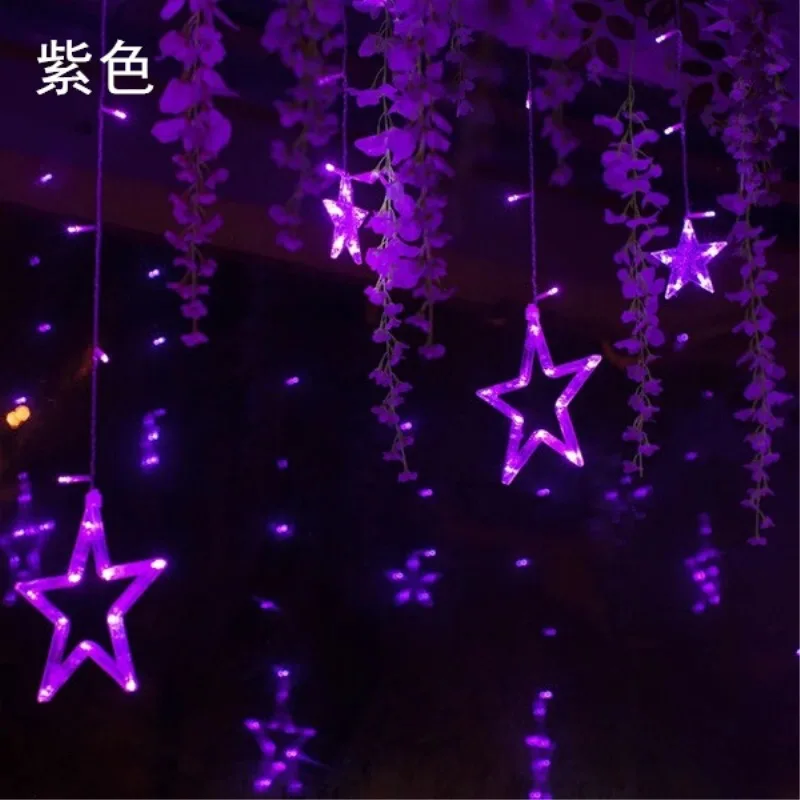 12 Рождественский светодиодный светильник со звездами, рождественские светящиеся гирлянды, рождественские вечерние гирлянды для сада, свадьбы, украшения для занавесок - Испускаемый цвет: Purple