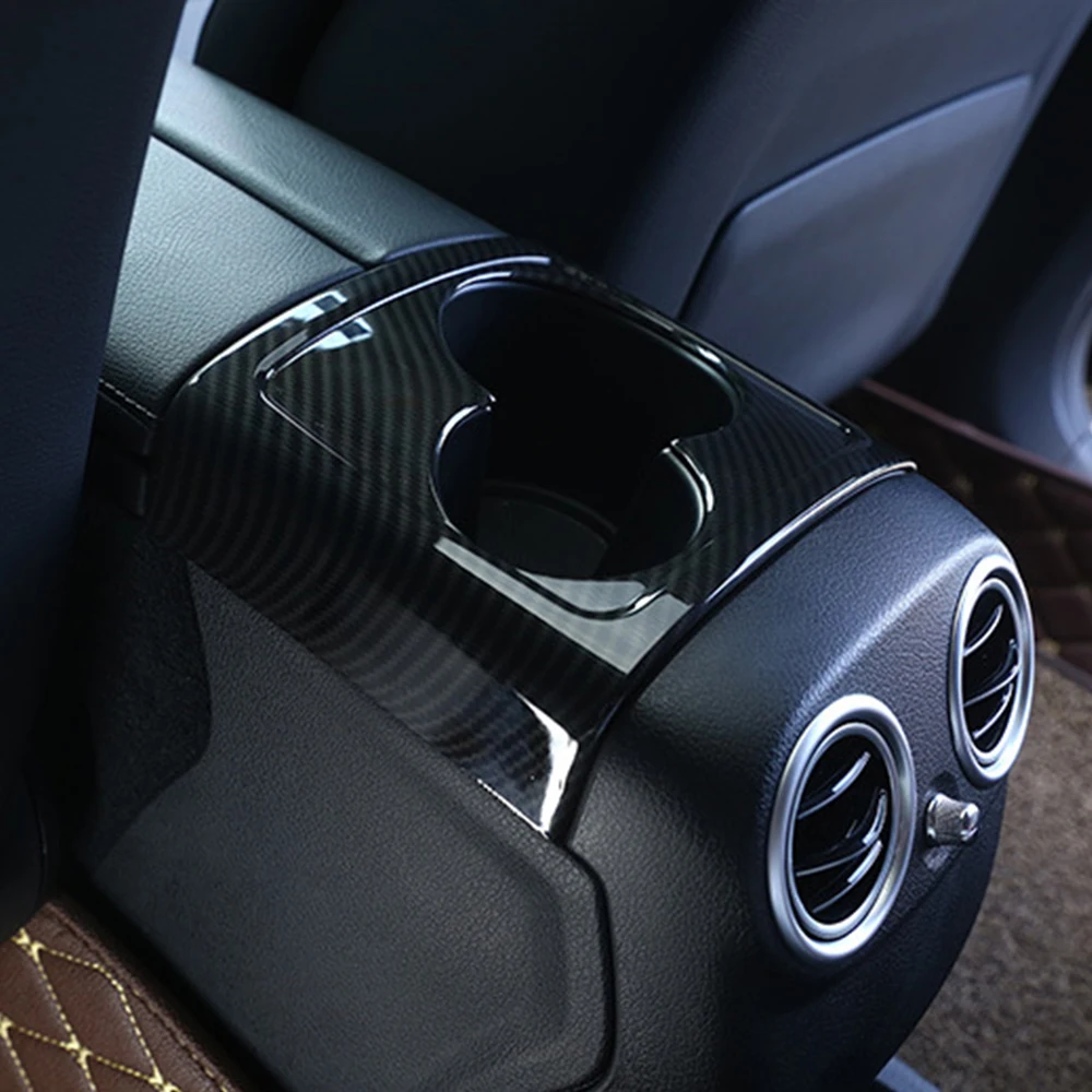 Углеродное волокно заднего сиденья держатель стакана воды крышка рамка отделка ABS Авто аксессуары для Mercedes Benz E Class W213 E200 E320 E260