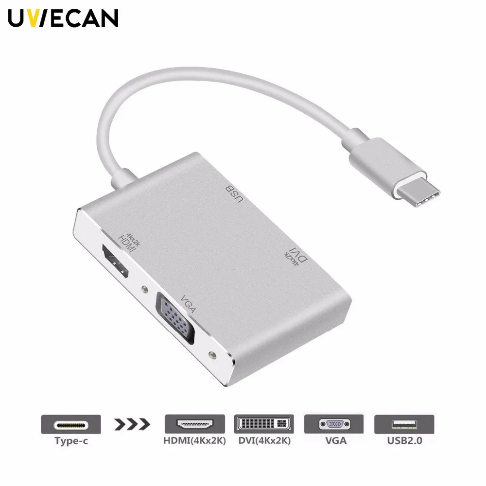 

USB 3.1 USB C/Type c to HDMI DVI 4K VGA USB 3.0 Adapter Converter for Laptop Apple MacBook/MacBook Pro/Google Chromebook Pixel