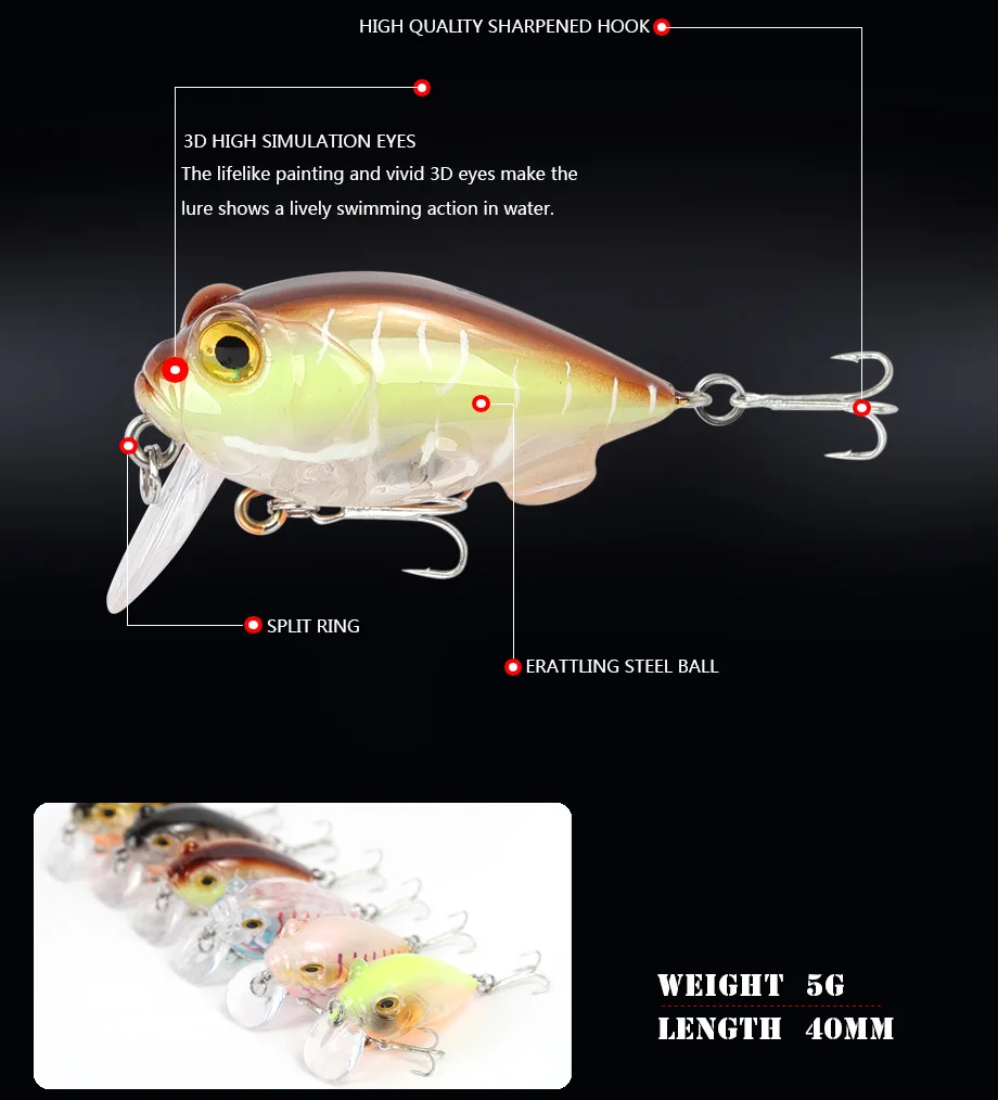 Новое поступление рыболовная приманка 40 мм кренкбейт жесткий пластик глубокий дайвинг моделирование фугу Джеркбейт