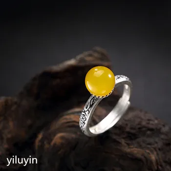 

KJJEAXCMY boutique jewelry S990, pure silver, topaz, Medusa, Korean, Vintage Sterling Silver, ladies' rings.