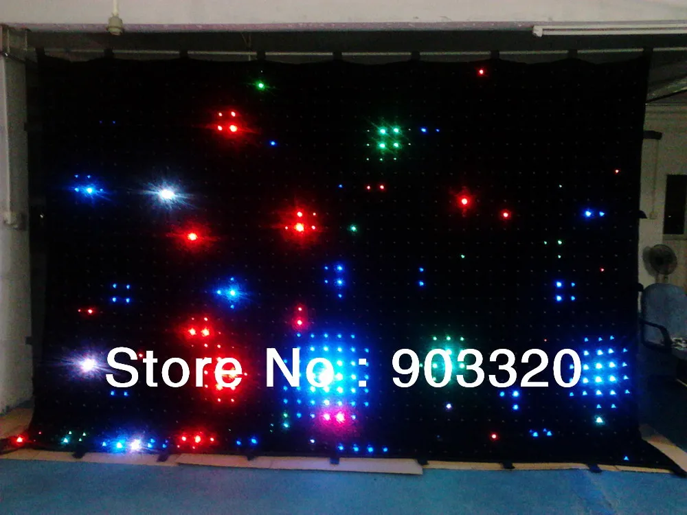 

Hot 2M*3M 90leds SMD5050 Super High Brighness RGBW/Y/UV Single Color LED Star Curtain,17 Pre-Set Programs For DJ Backdrops