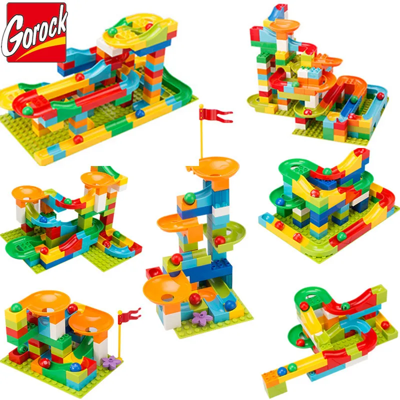 

47~200Pcs Marble Race Run Maze Balls Rolling Building Blocks Sets Compatible LegoING Duplo Bricks Educational Toys for Children
