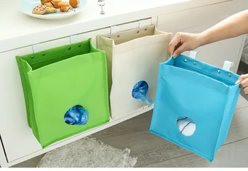 

1PC 420D Nylon Garbage Rubbish Bags Hanging Kitchen Packing Shopping Bag Trash Can Household Cleaning Tools OK 0196