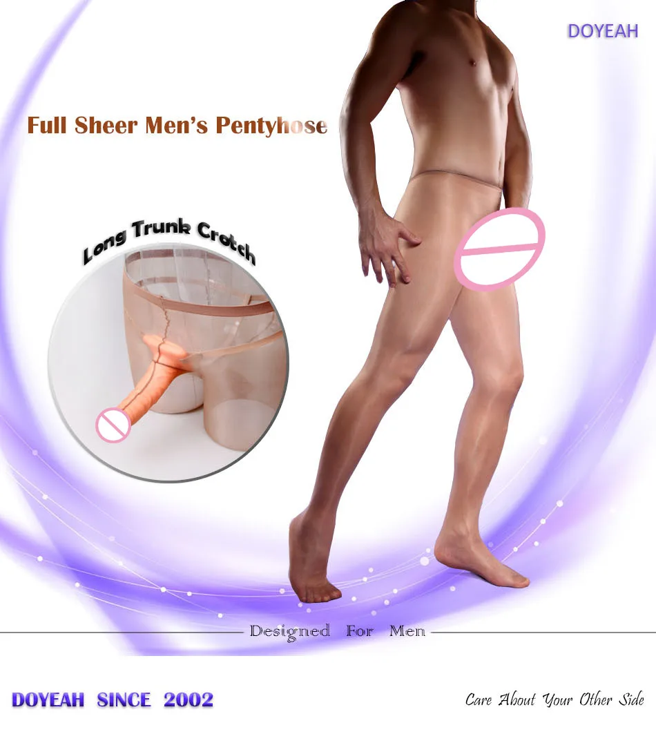 Men stockings 10D Oil Shine Full Sheer with Open Penis Cover Sheath Pantyhose for Men