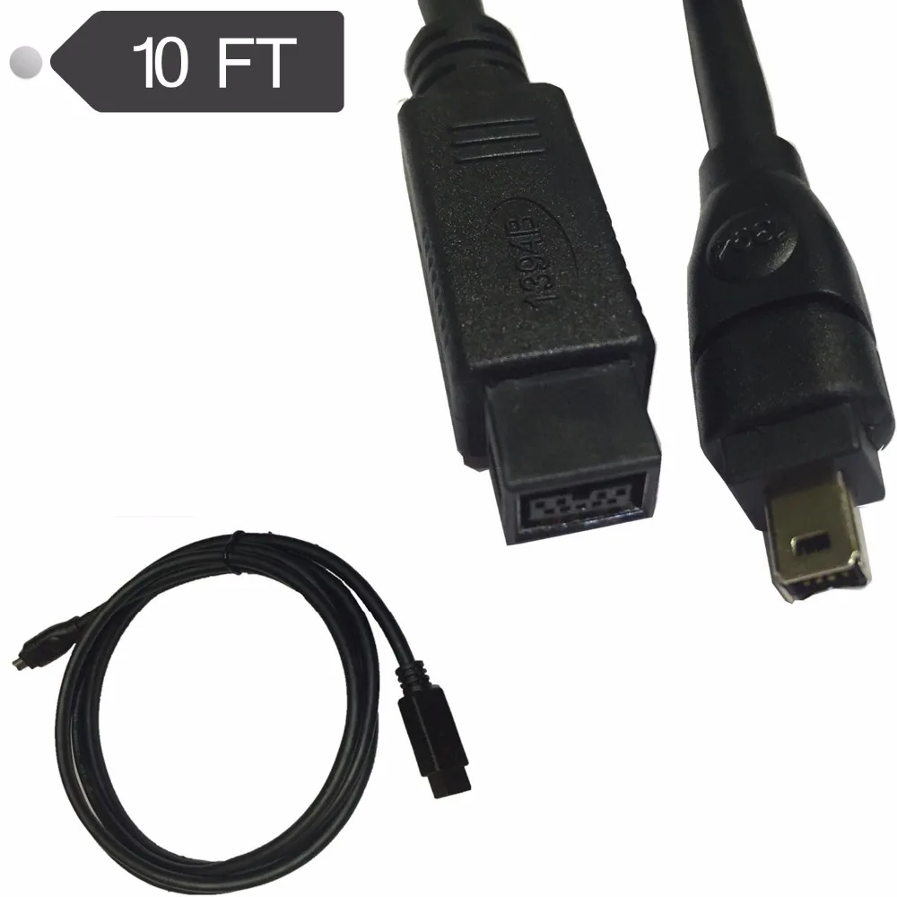 3m Black IEEE 1394 Firewire 800 to Firewire 400 Cable 9 Pin/4Pin Male