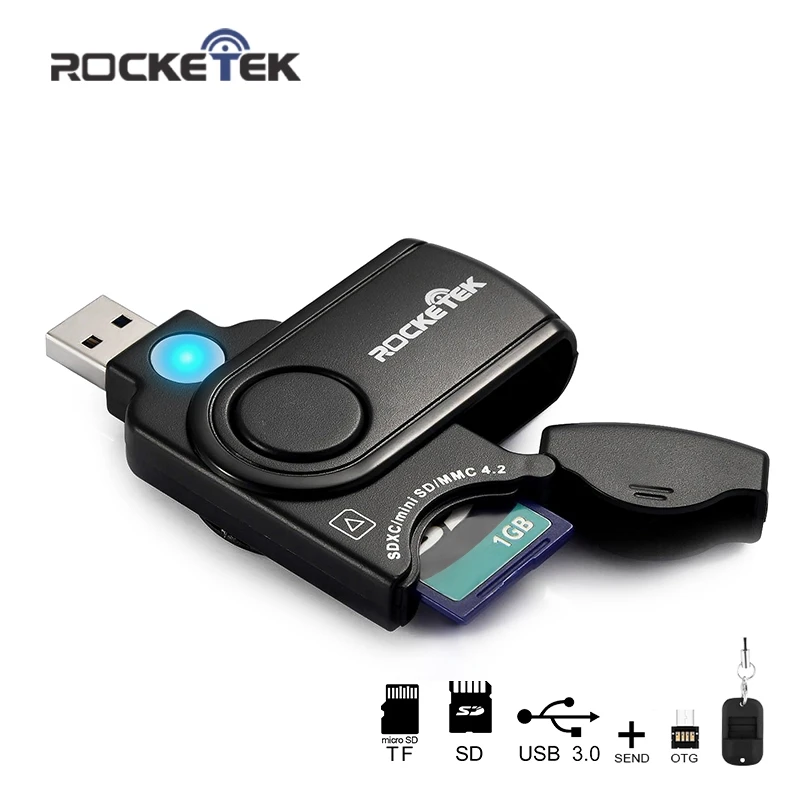 ROCKETEK usb 3 0 multi 2 в 1 памяти otg телефон card reader адаптер 5 Гбит для SD/TF micro SD pc ноутбук