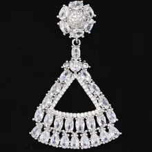 Новое поступление длинный белый сапфир женский свадебный серебряный кулон 51x31 мм