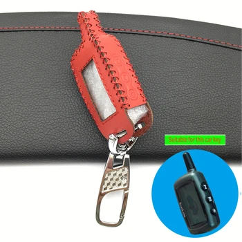 

2017 Hot sale Leather Key Case Tamarack for Russian Version Car Alarm System Starline A9/A4/A6/A8 Lcd Remote Control Keychain