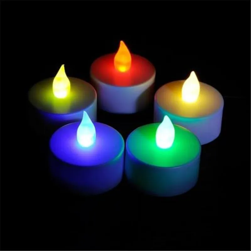 40 шт./партия светодиодные беспламенные цвета, меняющие мерцающие свечи на батарейках, светящиеся ночными украшениями для дома