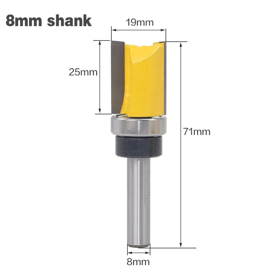 

1pc 8mm Shank Template Trim Hinge Mortising Wood Router Bit Carbide Bottom Cleaning Flush Trim Bit Flat End Mill