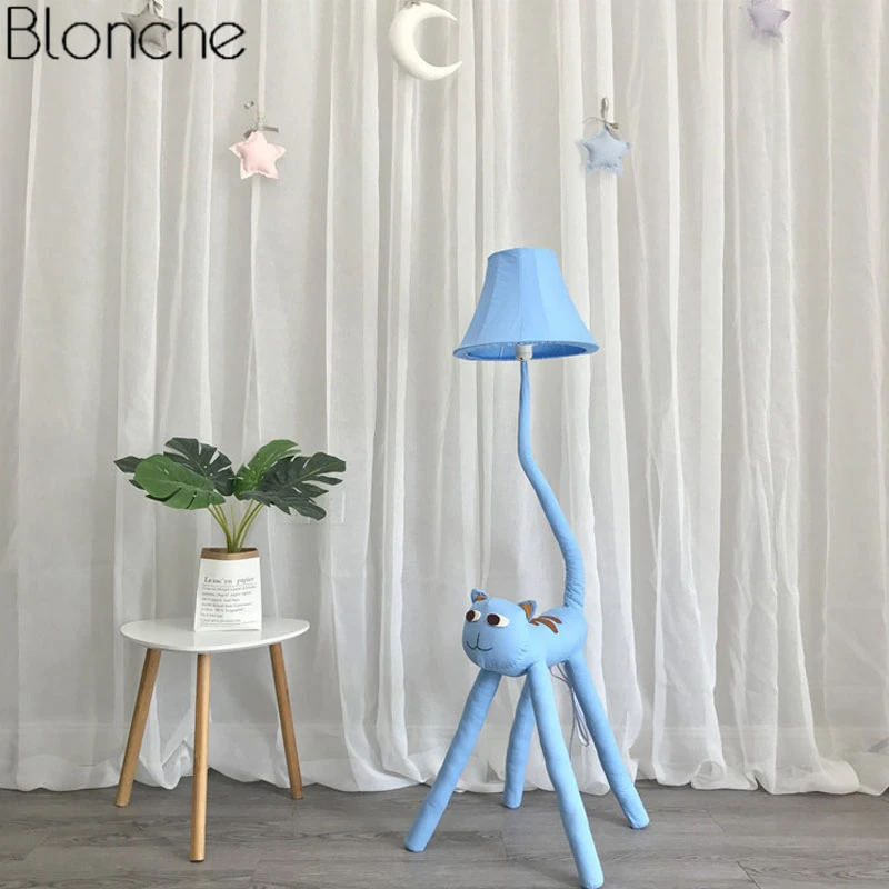 Lâmpada de Assoalho Moderna dos Desenhos Animais para Crianças Decoração da Sua Animados Quarto Tecido Lâmpada Tons Suporte Led Luminária pé Casa 7 suporte led luminária pé decoração da sua casa