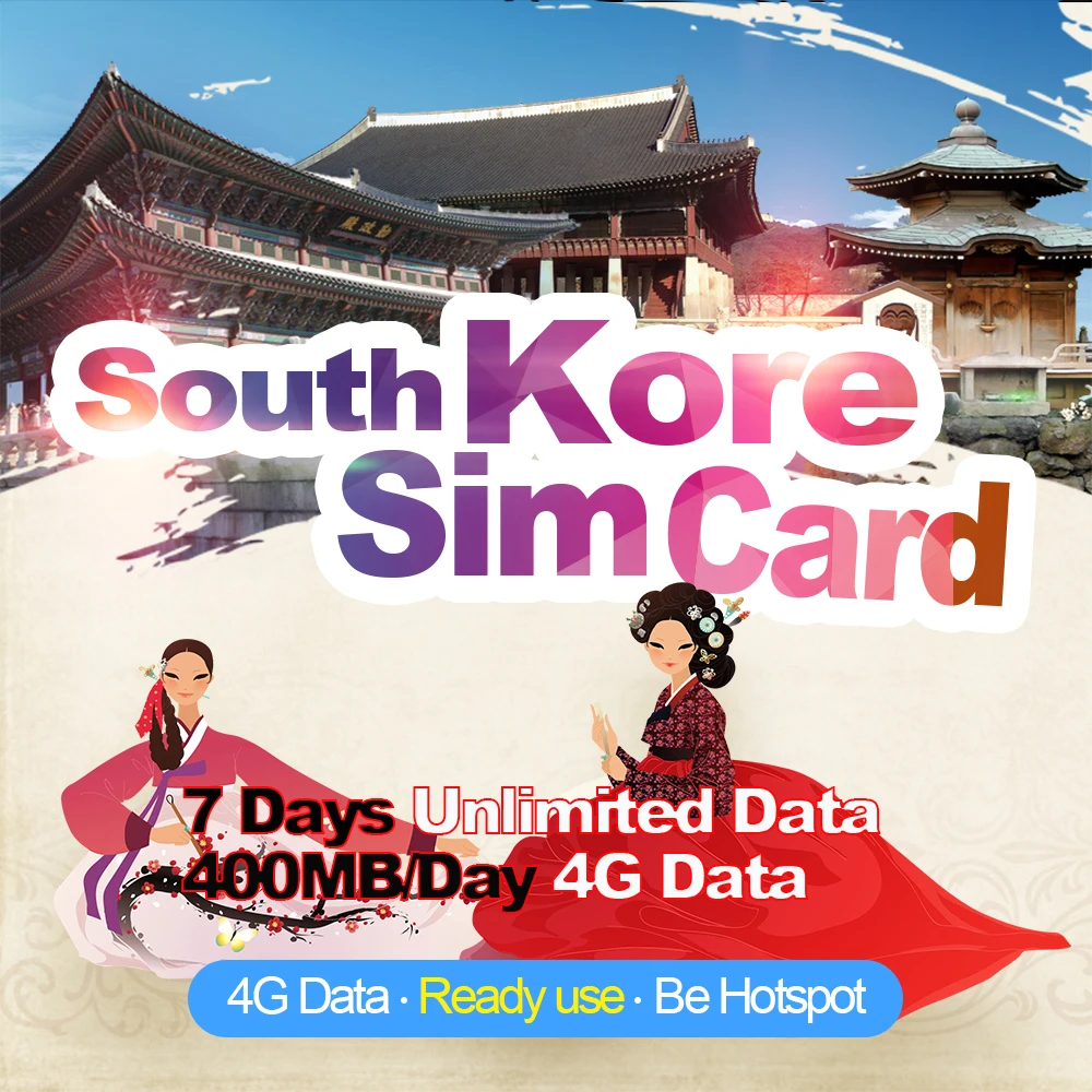 

Mewfi Korea Travel Sim Card 7 days Unlimited Data Card No Call 400MB/Day 4G Data Native Triple Mobile Phone Sim Card Unactivated