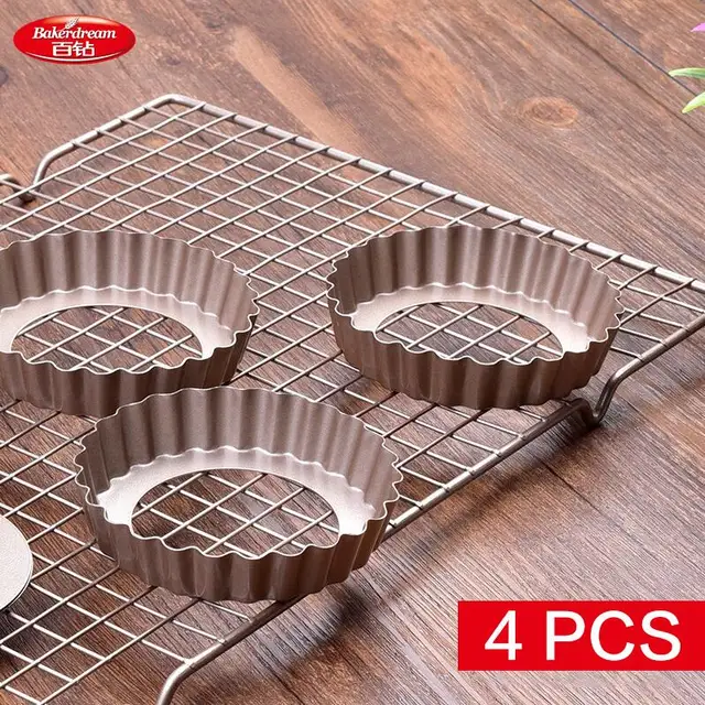 4pcs/Lot Bakerdream 3.6 Inch Carbon Steel Tart Pan Nonstick Tart Tin