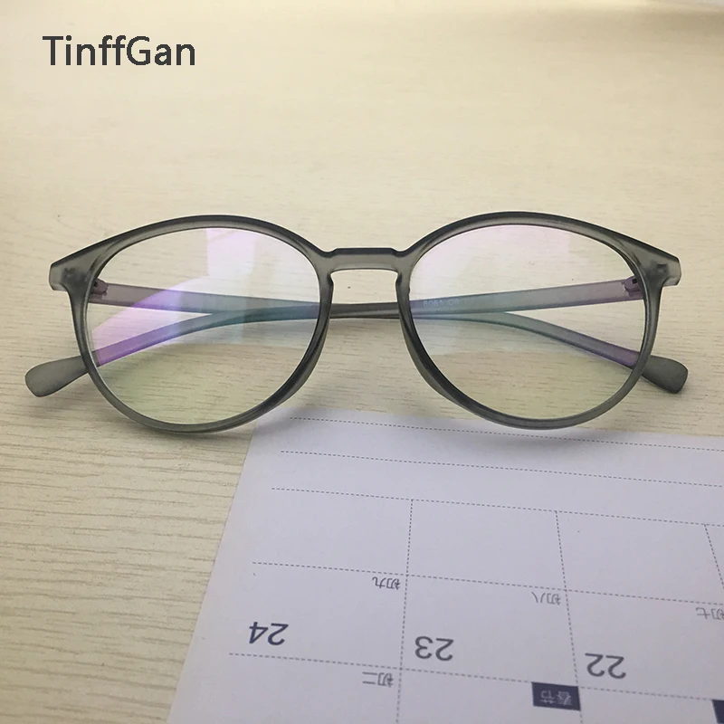 

TinffGan Retro small oval Eyeglasses Frames Mens Women Optical Eye Glasses 2019 brown black blue gray Glasses Frame for myopia