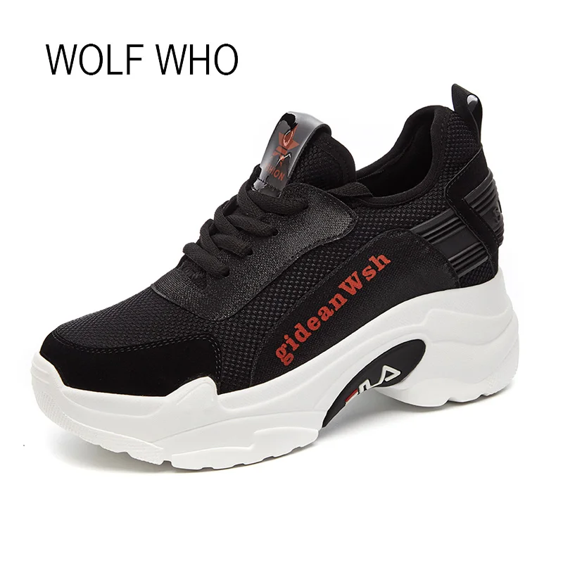 

WOLF WHO 2018 Hidden Heels Women Wedge Sneakers Thick Sole Female Platform Sneakers High Heels Krasovki H-502