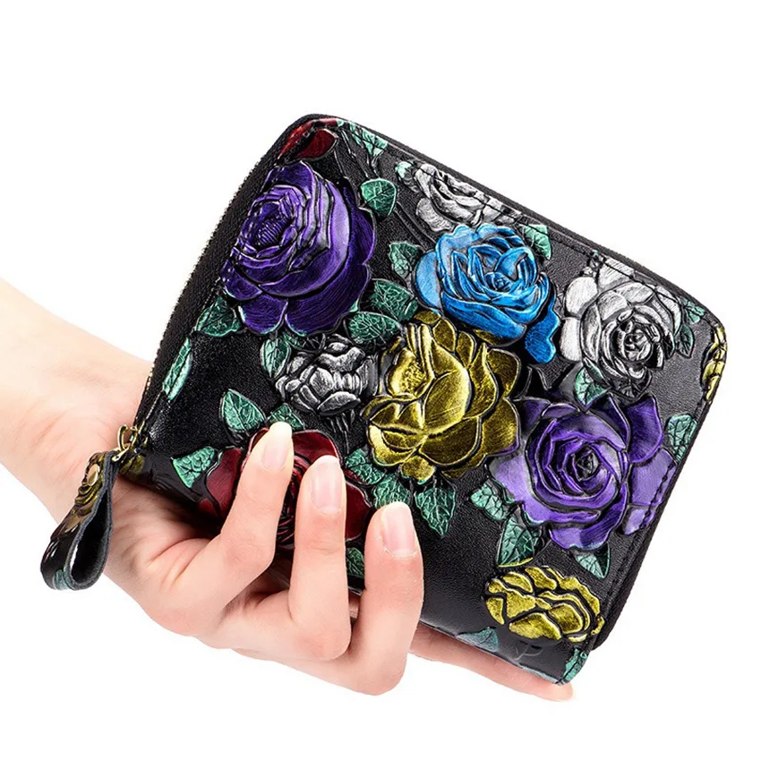 Модный высококачественный Женский кошелек с трехмерным тиснением из натуральной кожи, деловая сумка-Органайзер для кредитных карт