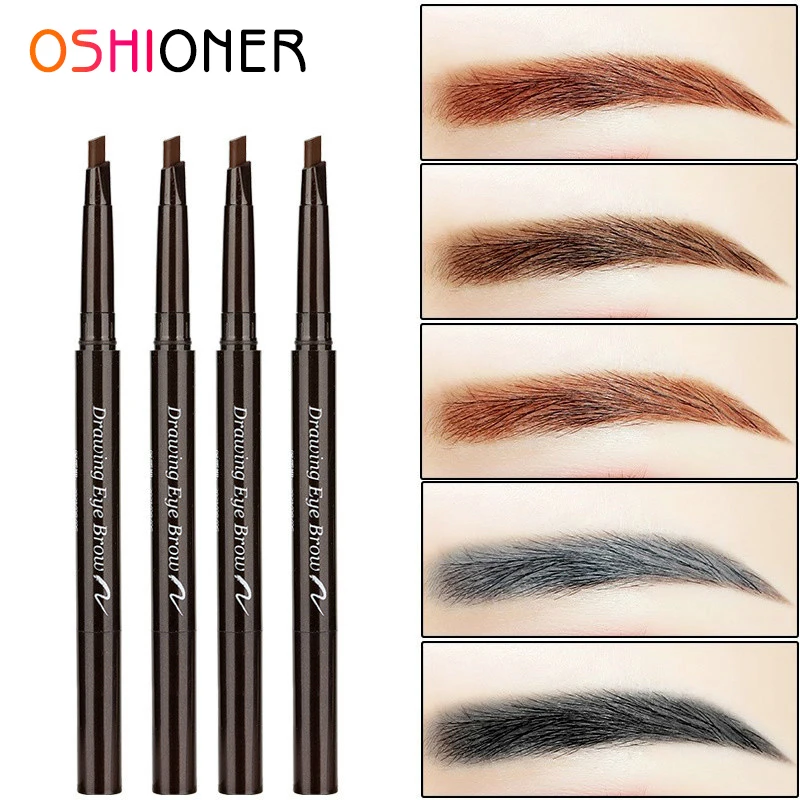 

OSHIONER 1PC Long Lasting Paint Eyebrow Pencil with Brow Brush Waterproof Black Brown Automatic Eyebrow Tint Makeup Tool