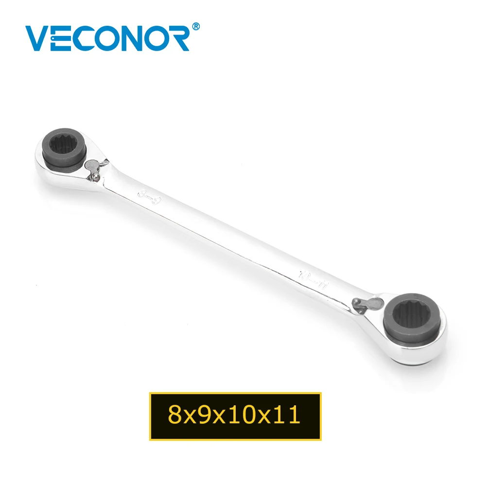 

8x9x10x11mm Double End Reversible 4 In 1 Ratchet Wrench Two Way Universal Multi 72T Ratcheting Spanner Auto Repair Hand Tools