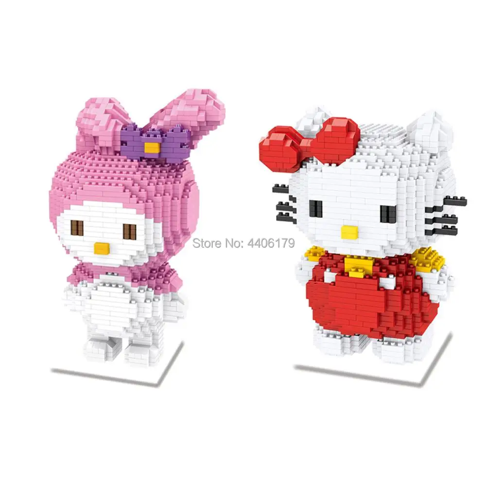 

hot LegoINGlys creators cartoon Hello kt cat kitty Melody rabbit micro diamond building blocks model nanoblock bricks toys gift