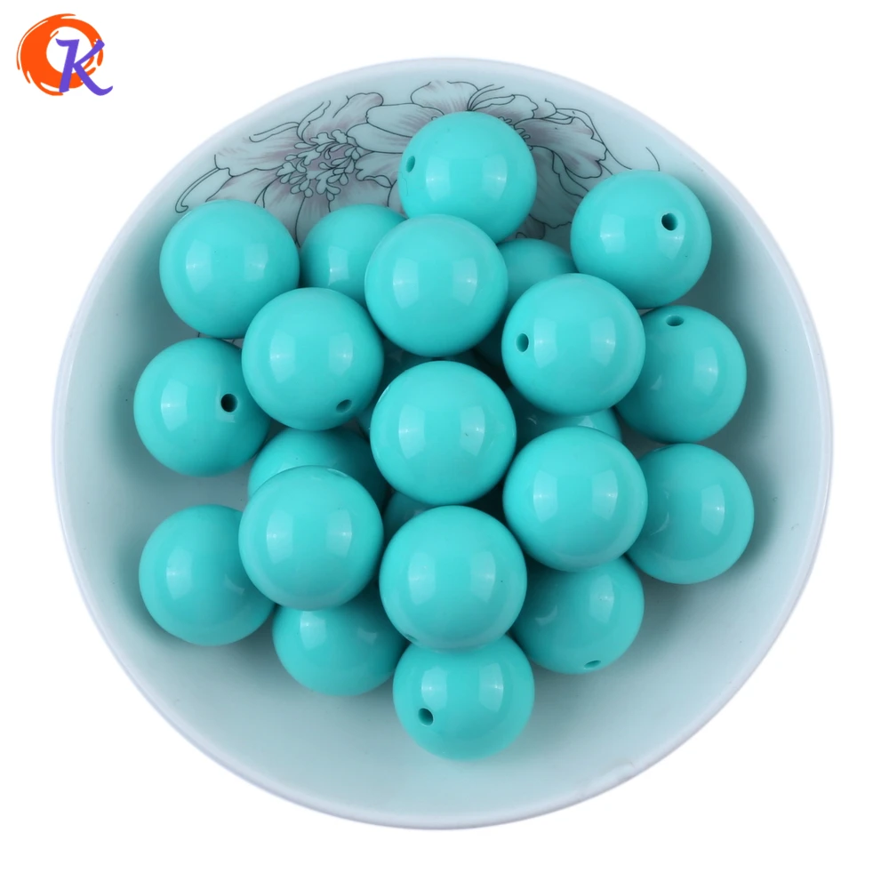

S15 Cordial Design 20MM 100pcs Cyan Color Chunky Gumball Bubblegum Acrylic Solid Beads Colorful Chunky Beads For Jewelry