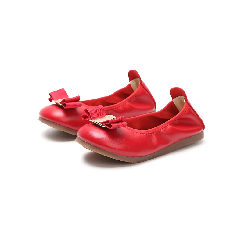 2018 Spring Girls Flats Leather Shoes with Bow Princess Moccasins Ballet Dance Shoes Bowknot Soft Sole Black Pink Red Size 21-35 2018 Spring Girls Flats Leather Shoes with Bow Princess Moccasins Ballet Dance Shoes Bowknot Soft Sole Black Pink Red Size 21-35