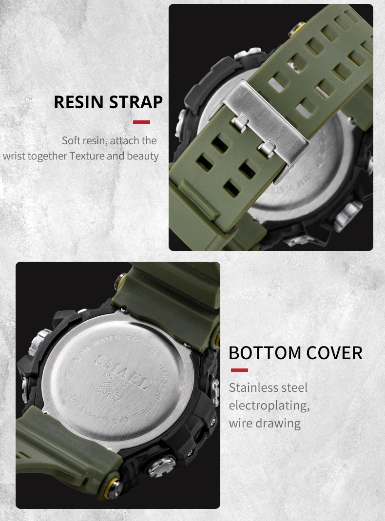 SMAEL Mens Watch Military Waterproof Sport WristWatch Digital Stopwatches For Men 1802 Military Electronic Watches Male Clock lcd watch