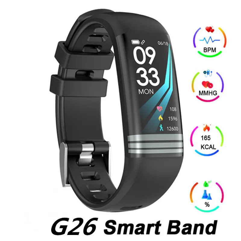 

Top New G26 Smart Bracelet for Android IOS Bracelet Color Screen Blood Oxygen Monitor Pressure Heart Rate Sleep Reminder Watches