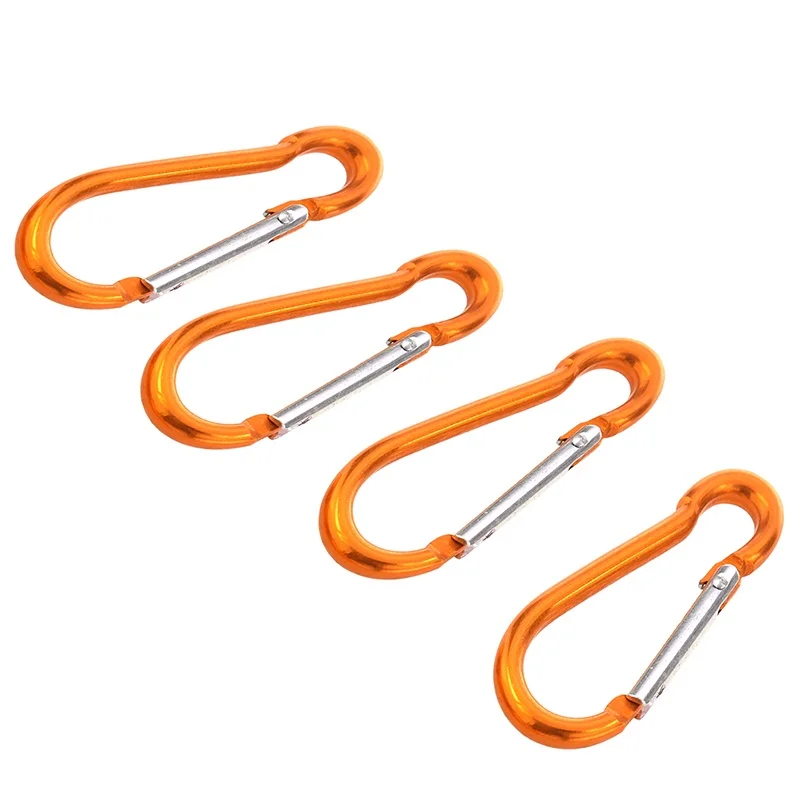 

4 x Travel Gold Tone Spring Loaded Gate 5mm Dia Carabiner Clip Hooks #8