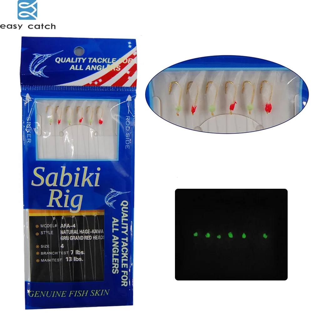 Easy Catch настоящая рыболовная кожа Sabiki рыболовные приманки с блестящей